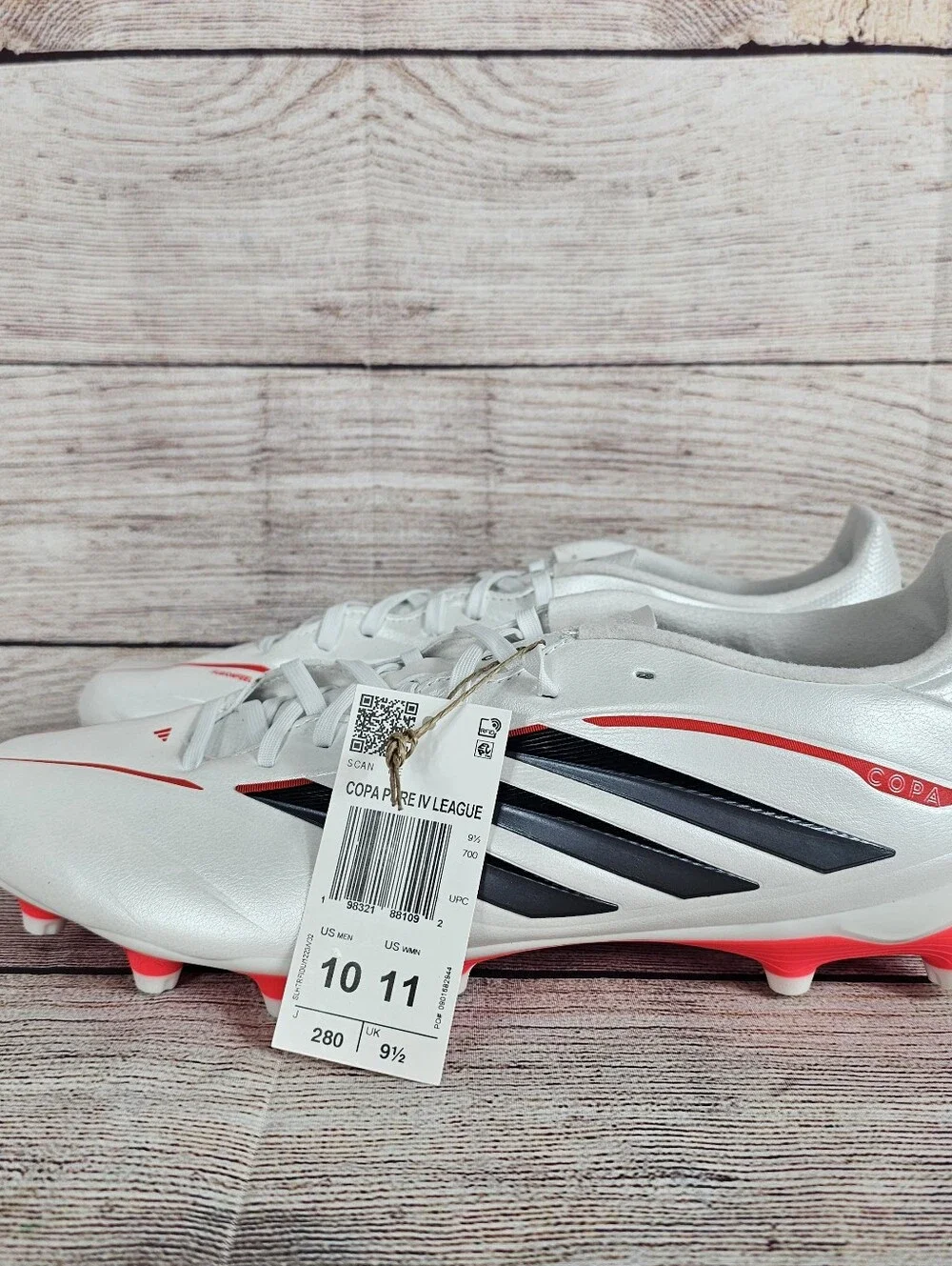 ADIDAS COPA PURE IV League Men White Lucid Red Soccer Cleats JQ0484 Size 10 NWOB